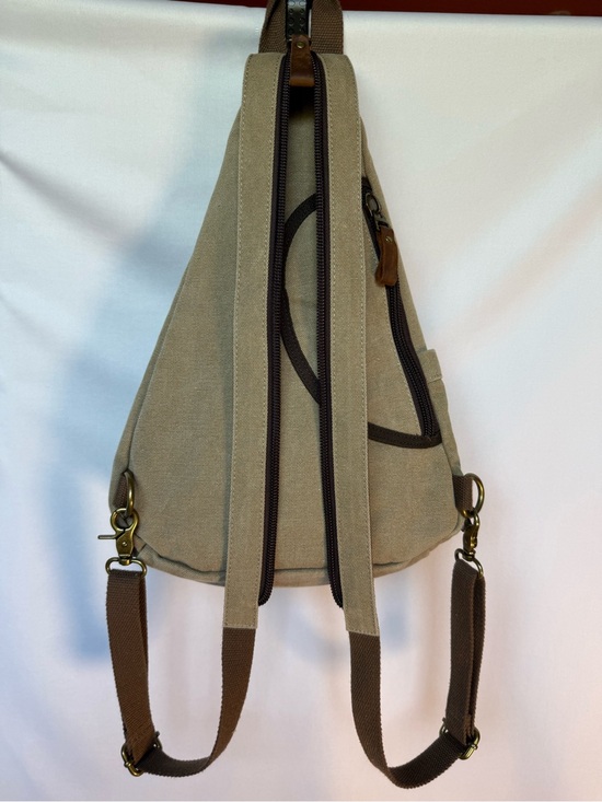 Convertible Canvas Backpack Sling Bag Khaki Brown Utility Travel main image 4